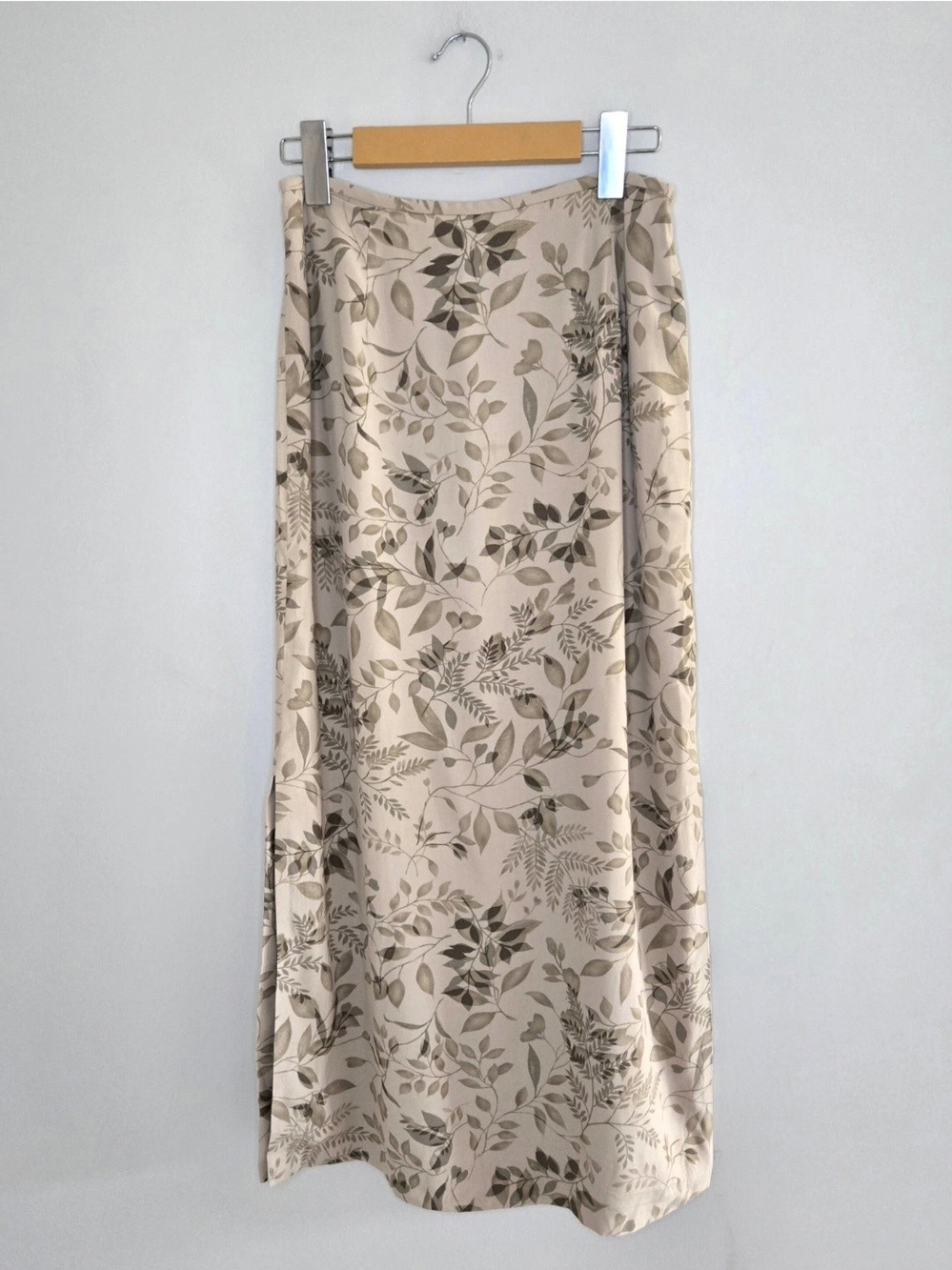 Charter Club tan beige botanical shadow print boho midi skirt, size 6 + new